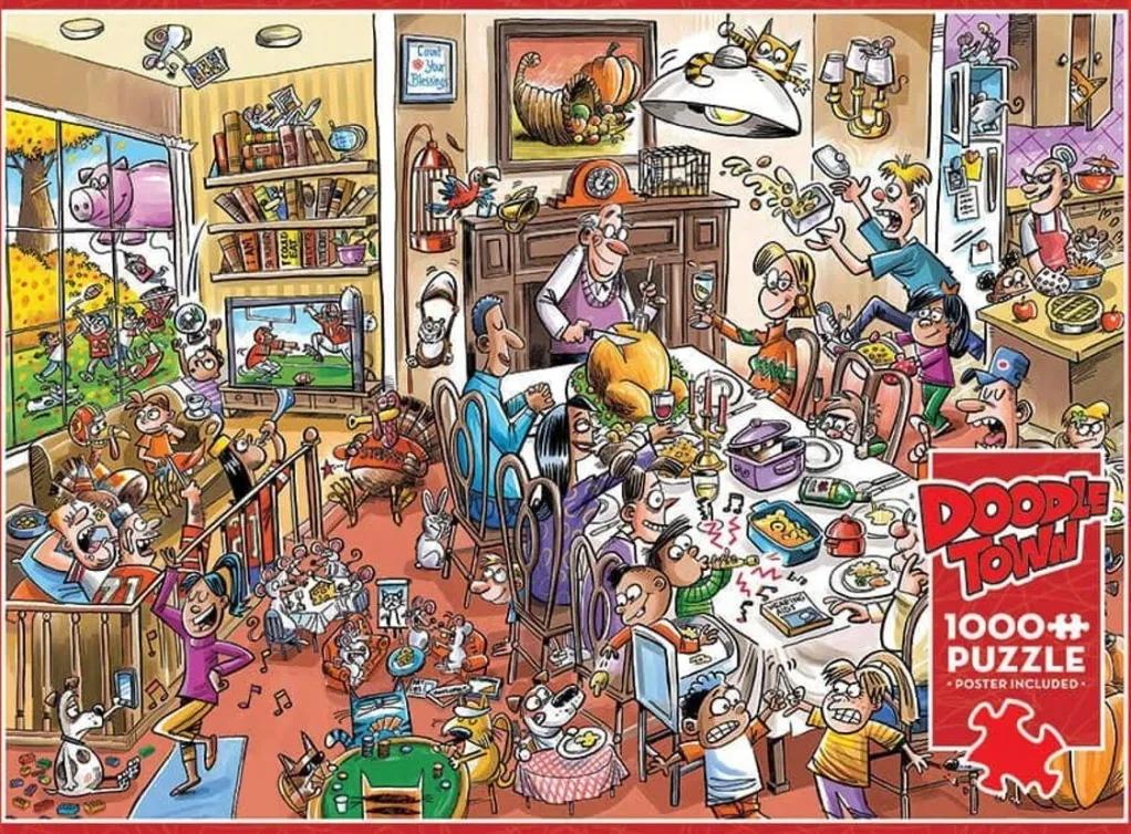Cobble Hill 1000 Pieces* - Doodletown Thanksgiving Togetherness - 1000 Piece Jigsaw Puzzle