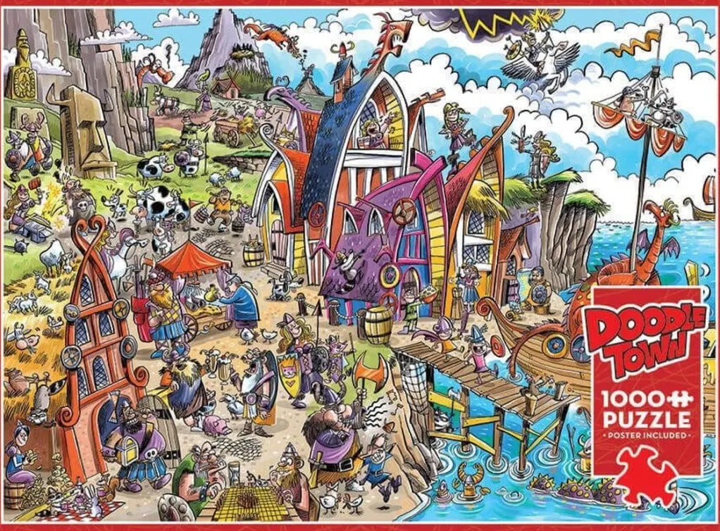 Cobble Hill 1000 Pieces* - Doodletown Viking Village - 1000 Piece Jigsaw Puzzle