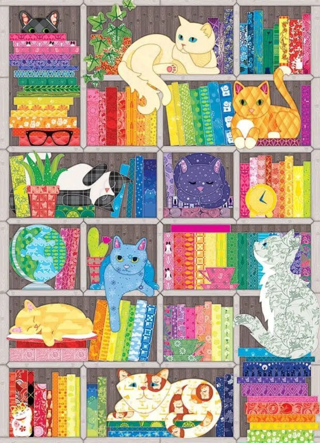 Cobble Hill 1000 Pieces* - Rainbow Cat Quilt - 1000 Piece Jigsaw Puzzle