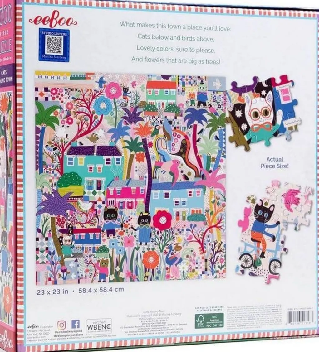 Eeboo 1000 Pieces* - Cats Around Town - 1000 Piece Jigsaw Puzzle
