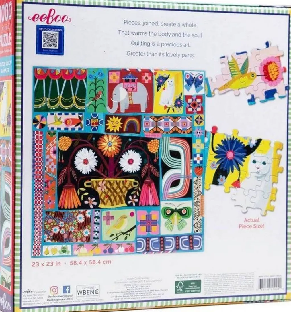 Eeboo 1000 Pieces* - Dutch Quilt Sampler - 1000 Piece Jigsaw Puzzle