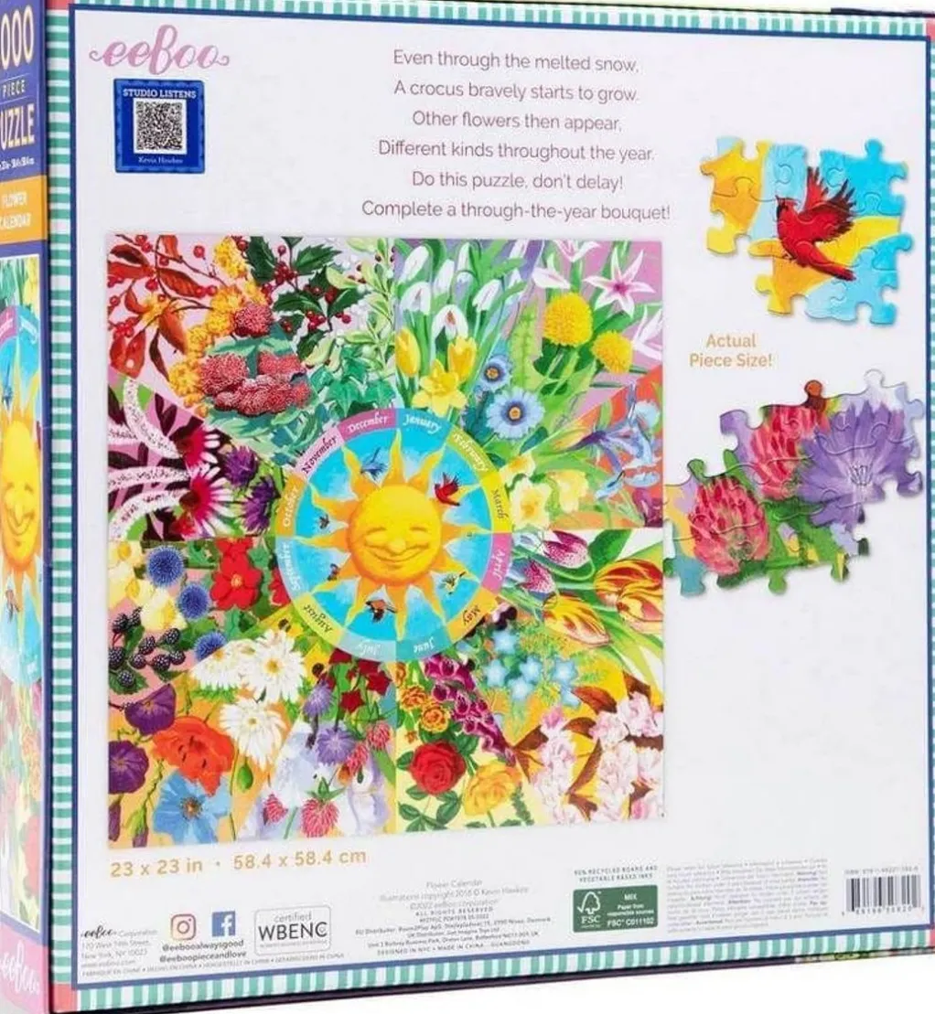 Eeboo 1000 Pieces* - Flower Calendar - 1000 Piece Jigsaw Puzzle