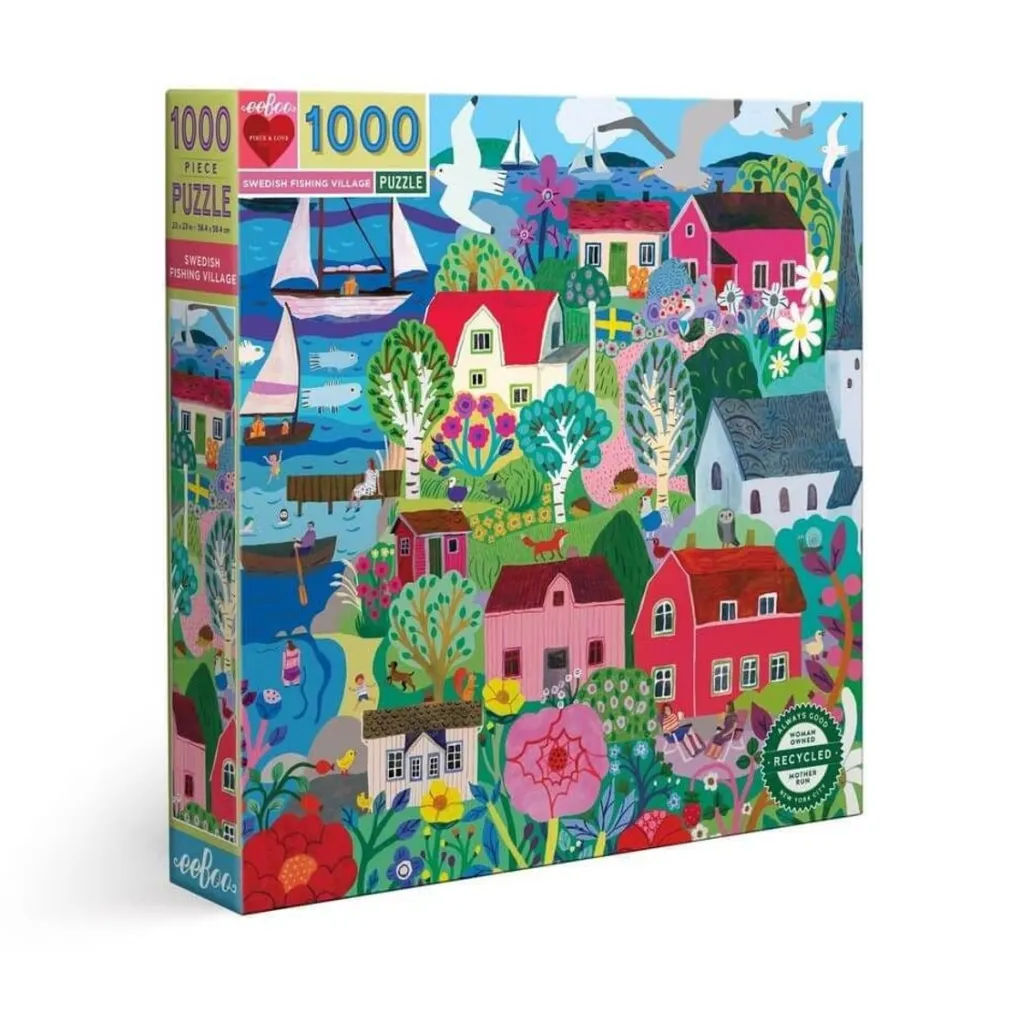 Eeboo 1000 Pieces* - Swedish Fishing Village - 1000 Piece Jigsaw Puzzles
