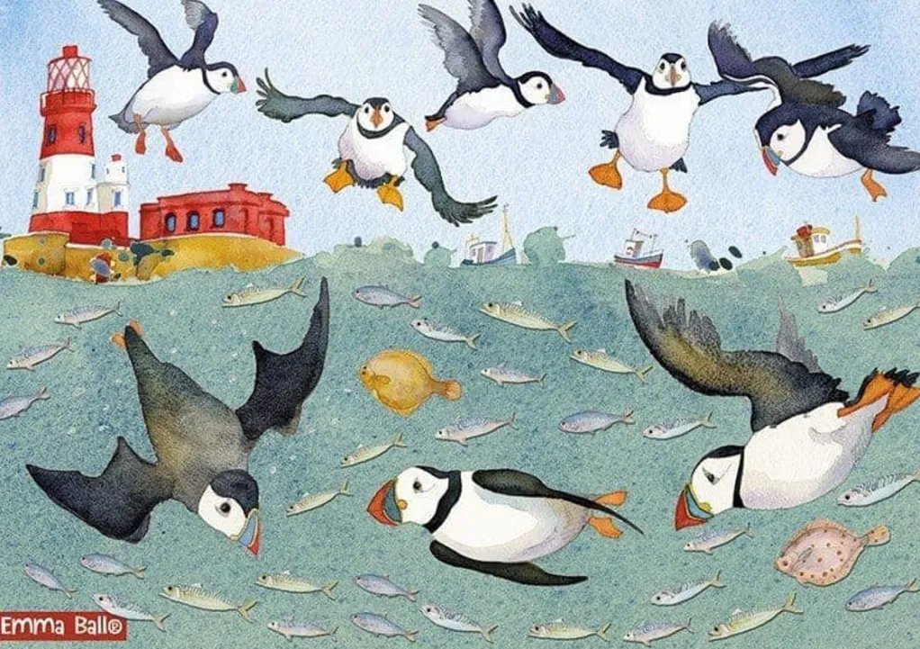 Great British Jigsaws 1000 Pieces*Emma Ball - Diving Puffins - 1000 Piece Jigsaw Puzzle
