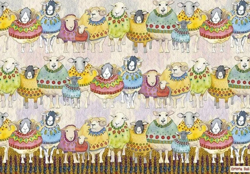 Great British Jigsaws 1000 Pieces*Emma Ball - Sheep In Sweaters - 1000 Piece Jigsaw Puzzle