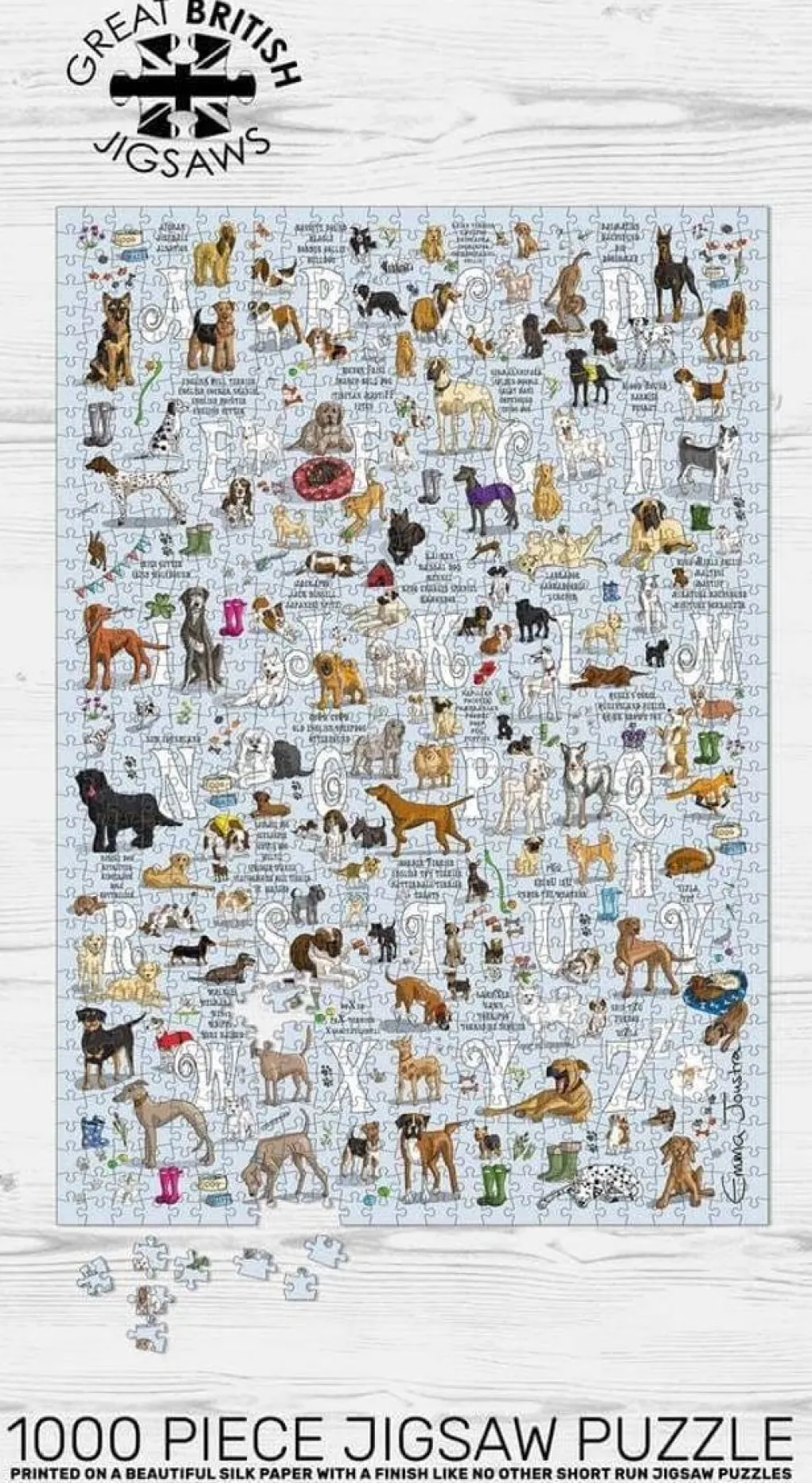 Great British Jigsaws 1000 Pieces*Emma Joustra - A To Z Dogs - 1000 Piece Jigsaw Puzzle