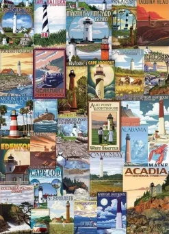 Eurographics 1000 Pieces* - Lighthouses Vintage Posters - 1000 Piece Jigsaw Puzzle