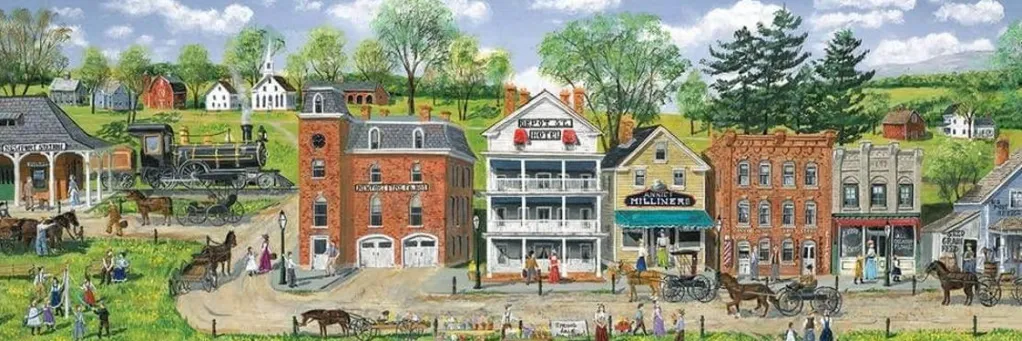 Eurographics 1000 Pieces* - Train Station By Bob Fair - 1000 Piece Panoramic Jigsaw Puzzle