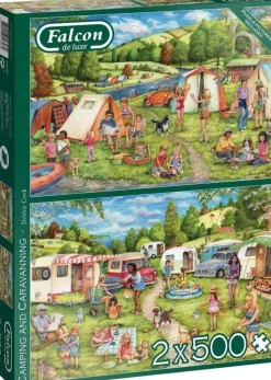 Jumbo 500 Pieces*Falcon De Luxe - Caravan & Camping - 2 X 500 Piece Jigsaw Puzzle