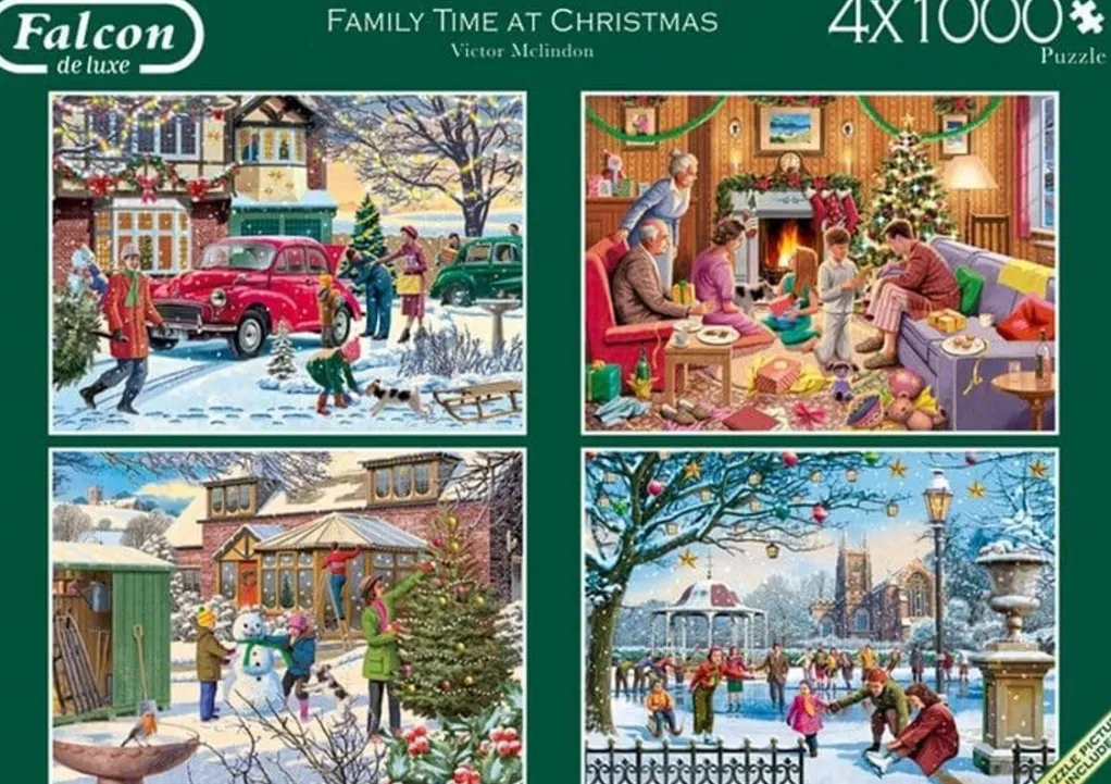 Jumbo 1000 Pieces*Falcon De Luxe - Family Time At Christmas 4 X 1000