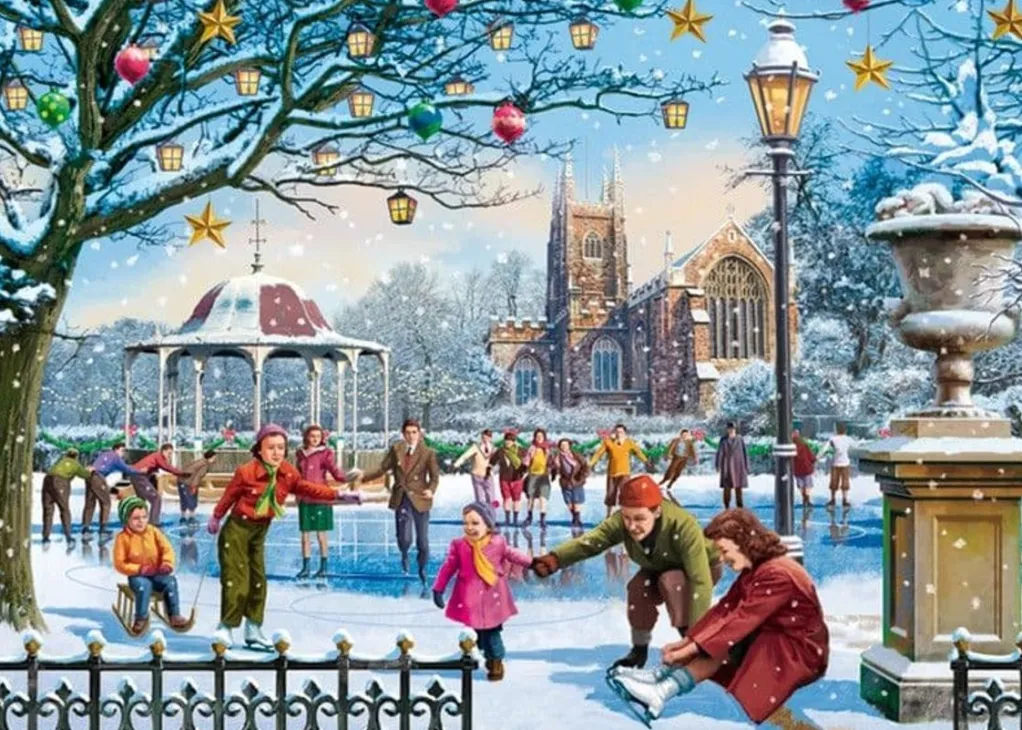 Jumbo 1000 Pieces*Falcon De Luxe - Family Time At Christmas 4 X 1000
