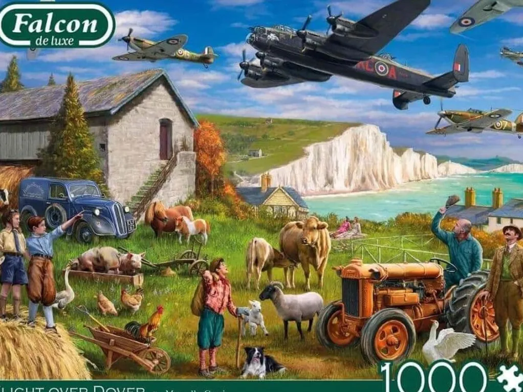 Jumbo 1000 Pieces*Falcon De Luxe - Flight Over Dover - 1000 Piece Jigsaw Puzzle