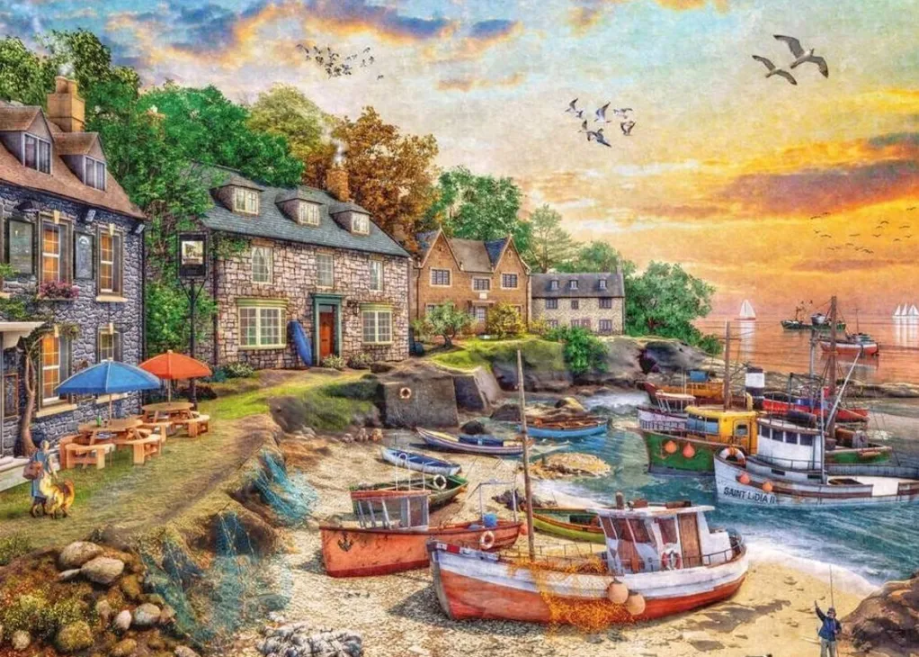 Jumbo 1000 Pieces*Falcon De Luxe - Harbour Cottage - 1000 Piece Jigsaw Puzzle