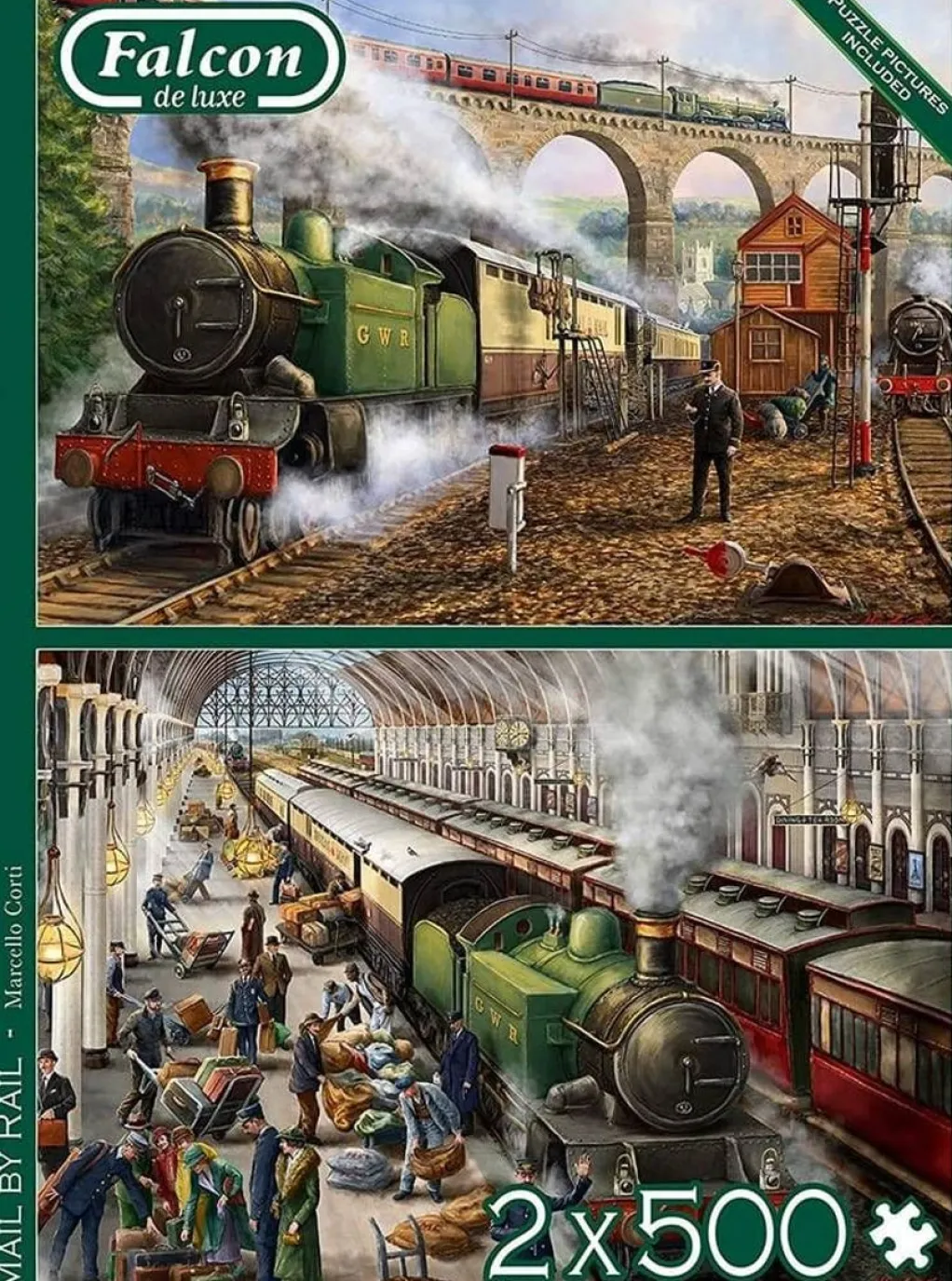 Jumbo 500 Pieces*Falcon De Luxe - Mail By Rail 2 X 500 Piece Jigsaw Puzzle