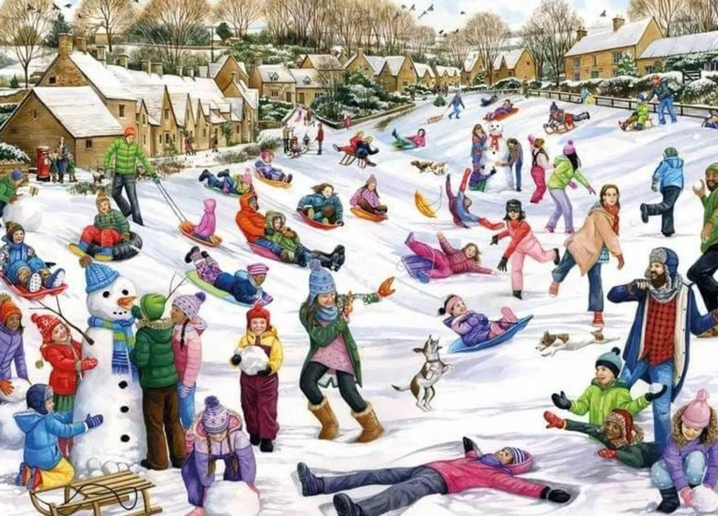 Jumbo 1000 Pieces*Falcon De Luxe - Snow Day - 1000 Piece Jigsaw Puzzle