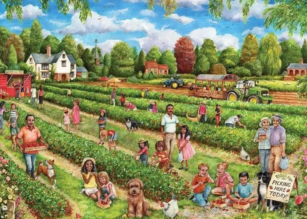 Jumbo 1000 Pieces*Falcon De Luxe - Strawberry Picking - 1000 Piece Jigsaw Puzzle