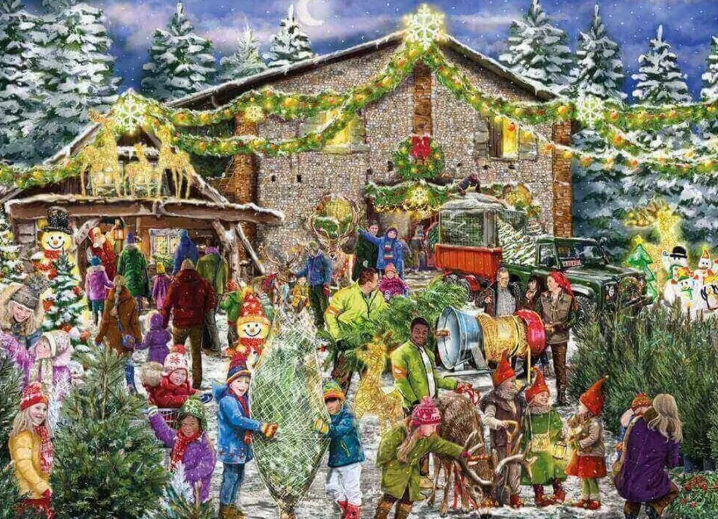 Jumbo 1000 Pieces*Falcon De Luxe - The Christmas Tree Farm - 2 X 1000 Piece Jigsaw Puzzle
