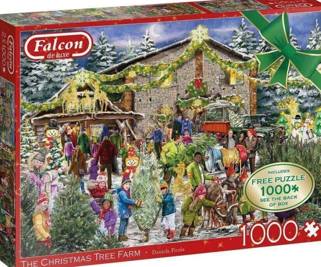 Jumbo 1000 Pieces*Falcon De Luxe - The Christmas Tree Farm - 2 X 1000 Piece Jigsaw Puzzle