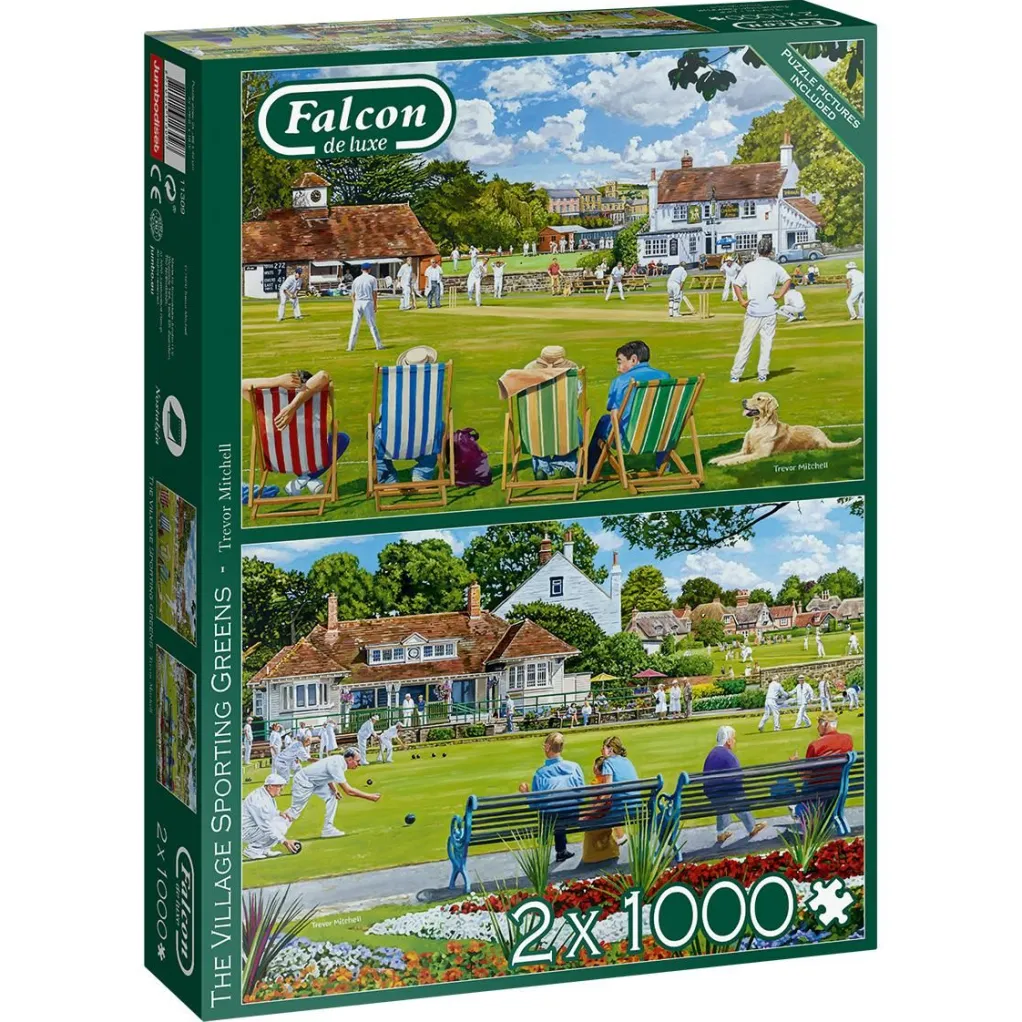 Jumbo 1000 Pieces*Falcon De Luxe - The Village Sporting Greens - 2 X 1000 Piece Jigsaw Puzzle