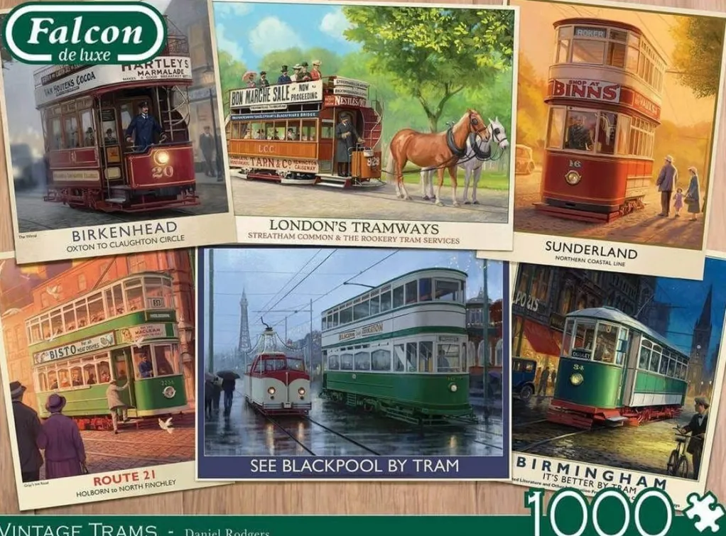 Jumbo 1000 Pieces*Falcon De Luxe - Vintage Trams - 1000 Piece Jigsaw Puzzle