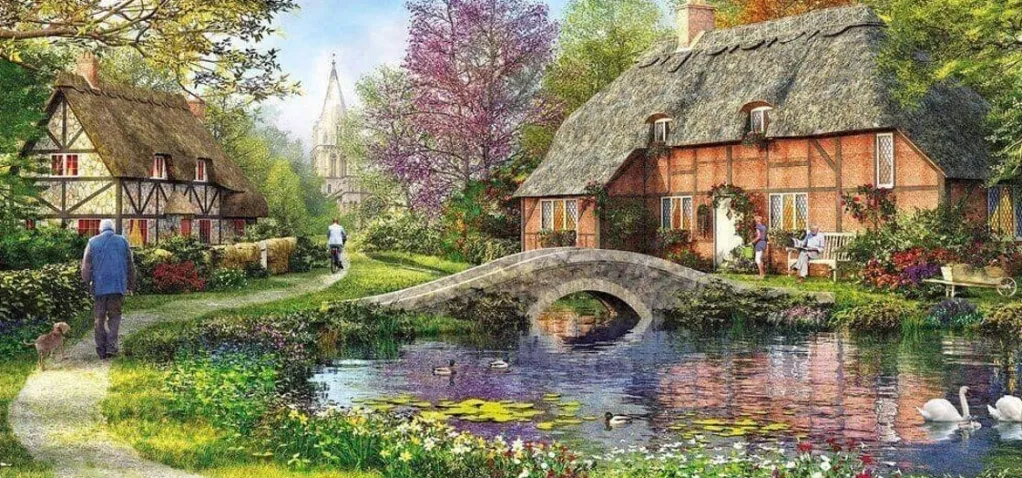 Gibsons 636 Pieces* - Cottage By The Brook - 636 Piece Jigsaw Puzzle
