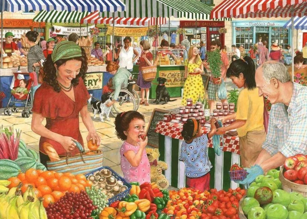 House of Puzzles 1000 Pieces* - Farmers Market - 1000 Piece Jigsaw Puzzle
