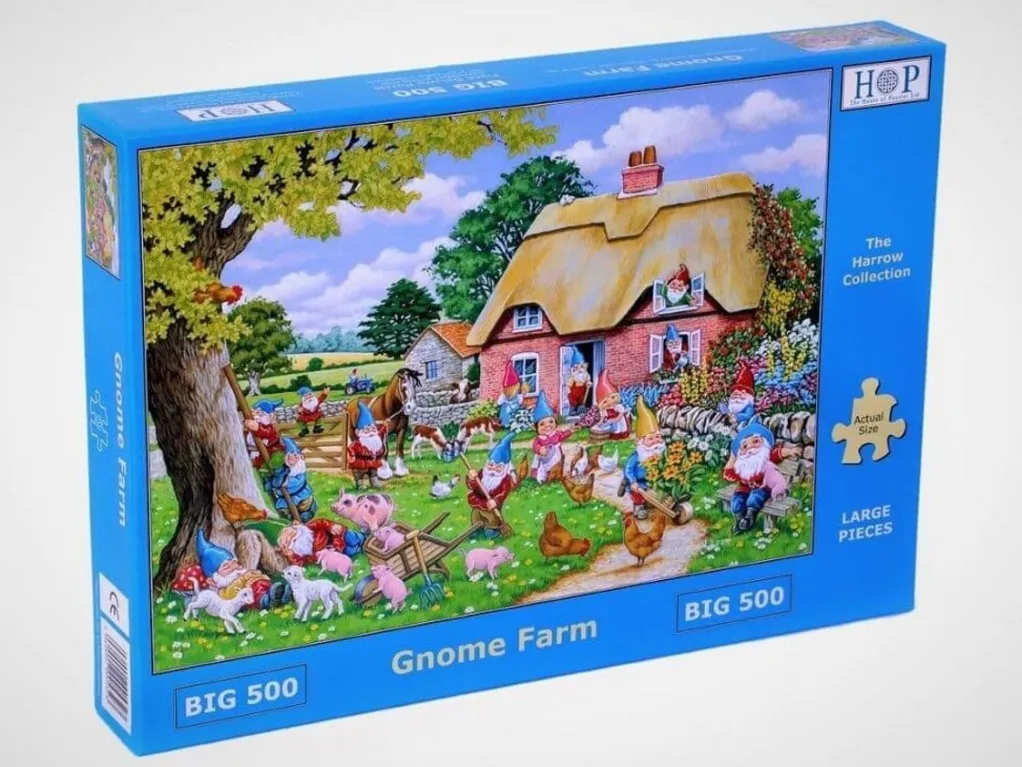 House of Puzzles Extra Large Pieces* - Gnome Farm - 500Xl Piece Jigsaw Puzzle