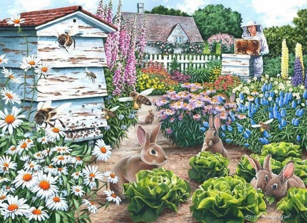 House of Puzzles Extra Large Pieces* - Honey Bunnies - 500Xl Piece Jigsaw Puzzle