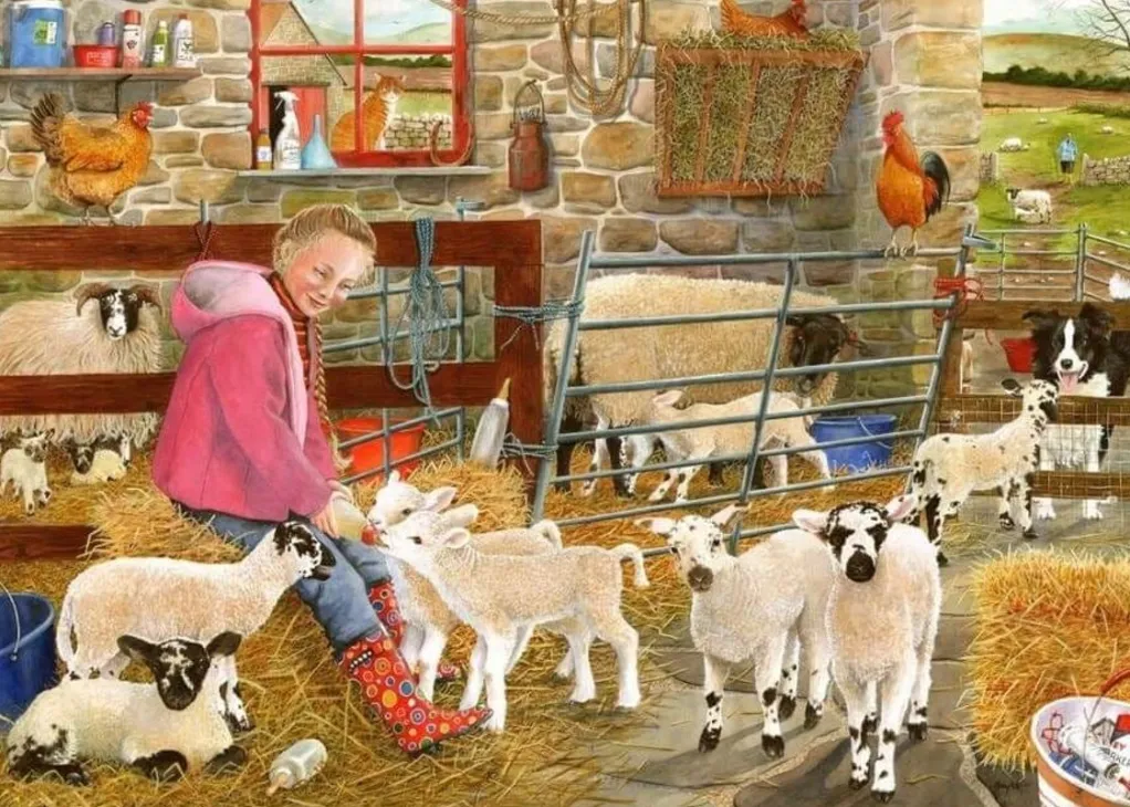 House of Puzzles Extra Large Pieces* - Mary'S Little Lambs - 500Xl Piece Jigsaw Puzzle