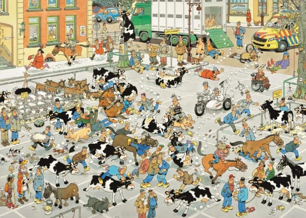 Jumbo 1000 Pieces*Jan Van Haasteren - The Cattle Market - 1000 Piece Jigsaw Puzzle