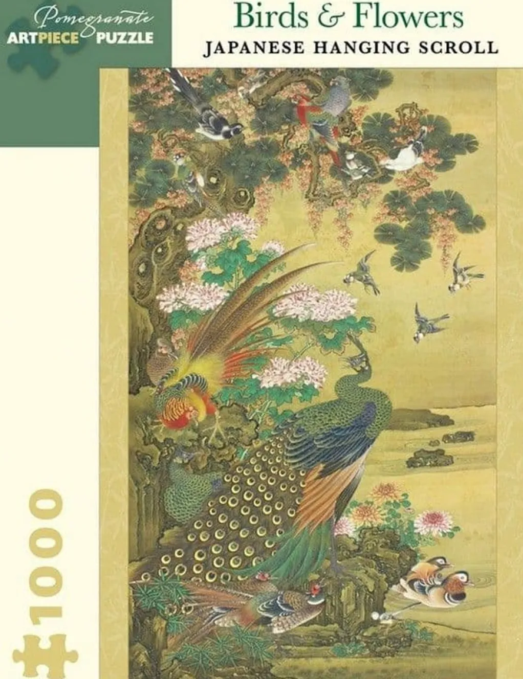 Pomegranate 1000 Pieces* - Birds & Flowers Japanese Scroll - 1000 Piece Jigsaw Puzzle