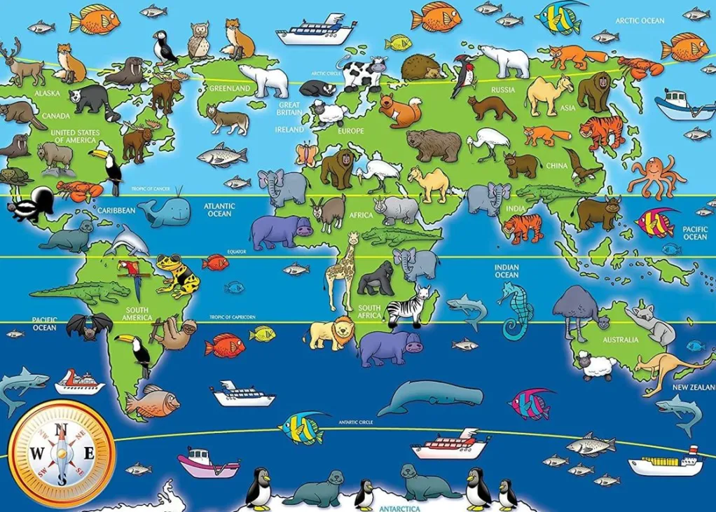 Ravensburger 100 Pieces & Under* - Animals Of The World Giant Floor - 60 Piece Jigsaw Puzzle