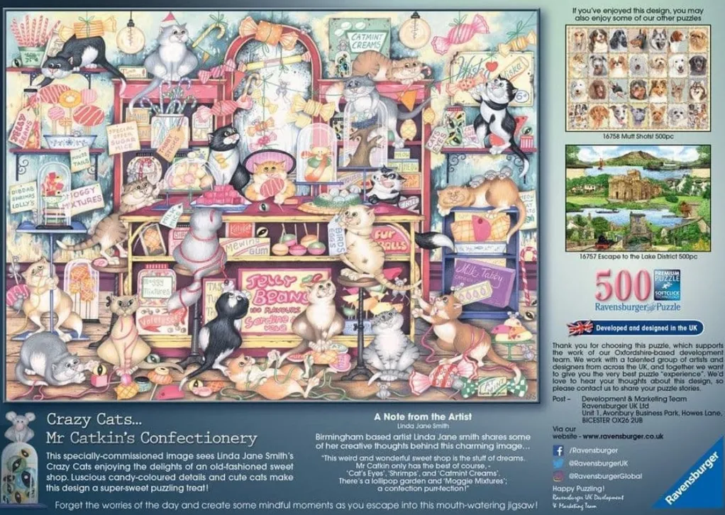 Ravensburger 500 Pieces* - Crazy Cats - Mr Catkin Confectionery, 500 Piece Jigsaw Puzzle
