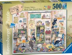 Ravensburger 500 Pieces* - Crazy Cats - Vintage - Knit One Purrl One - 500 Piece Jigsaw Puzzle