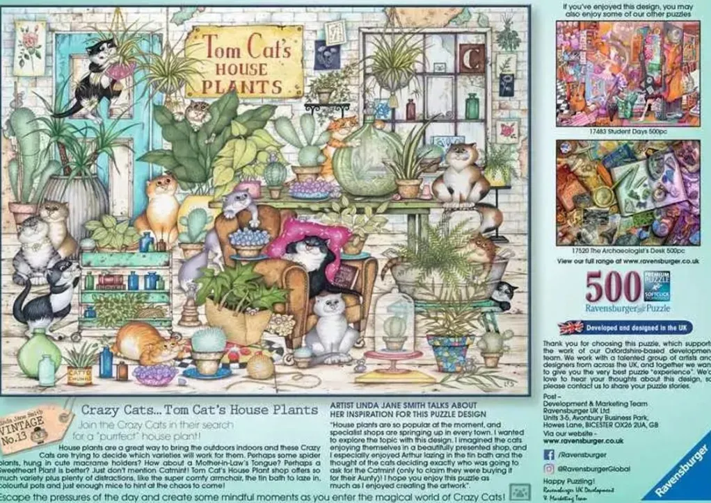 Ravensburger 500 Pieces* - Crazy Cats - Tom Cat'S House Plants - 500 Piece Jigsaw Puzzle