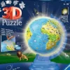 Ravensburger 300 Pieces & Under* - 3D Puzzle Ball Children'S World Map Light Up - 180 Pieces