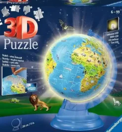 Ravensburger 300 Pieces & Under* - 3D Puzzle Ball Children'S World Map Light Up - 180 Pieces
