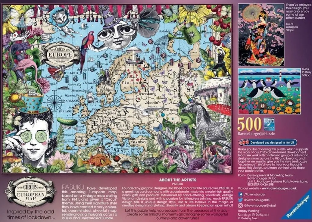 Ravensburger 500 Pieces* - European Map Quirky Circus, 500 Piece Jigsaw Puzzle