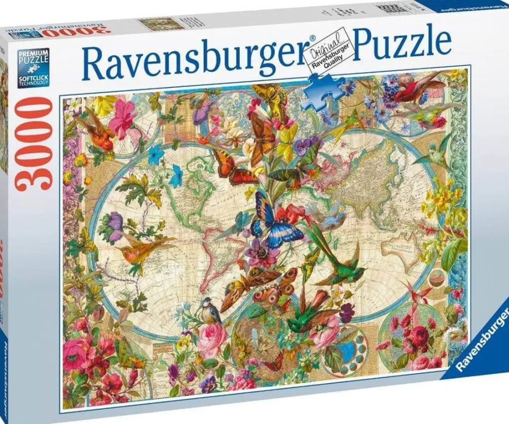 Ravensburger 3000 Pieces & Above* - Flora & Fauna World Map - 3000 Piece Jigsaw Puzzle