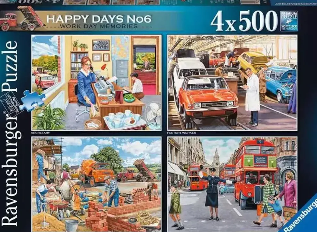 Ravensburger 500 Pieces* - Happy Days No 6 - Work Day Memories 4 X 500 Piece Jigsaw Puzzle
