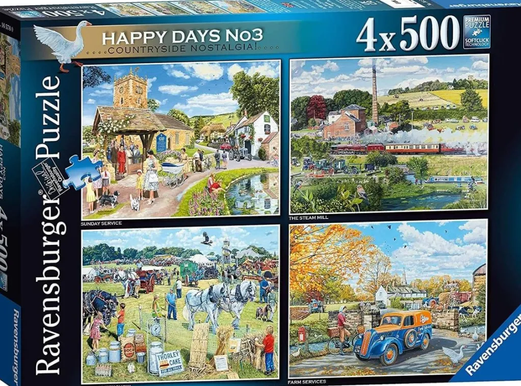Ravensburger 500 Pieces* - Happy Days No 3 - Countryside Nostalgia 4 X 500 Piece Jigsaw Puzzle