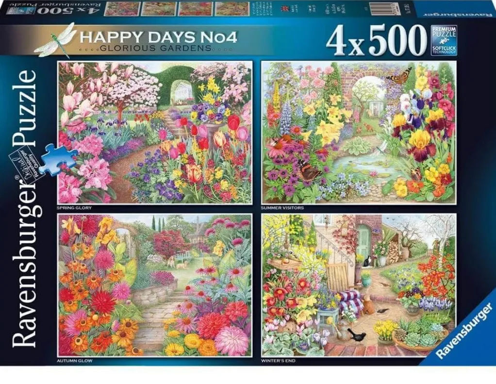 Ravensburger 500 Pieces* - Happy Days No 4 Glorious Gardens - 4 X 500 Piece Jigsaw Puzzle