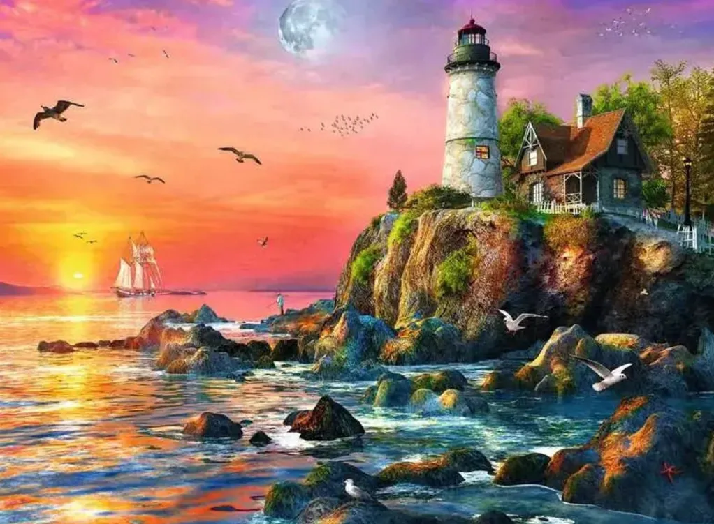 Ravensburger 500 Pieces* - Lighthouse At Sunset - 500 Piece Jigsaw Puzzle