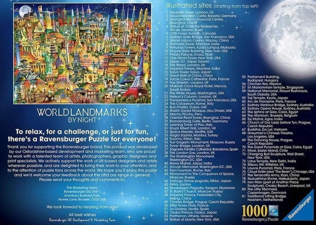 Ravensburger 1000 Pieces* - World Landmarks At Night - 1000 Piece Jigsaw Puzzle
