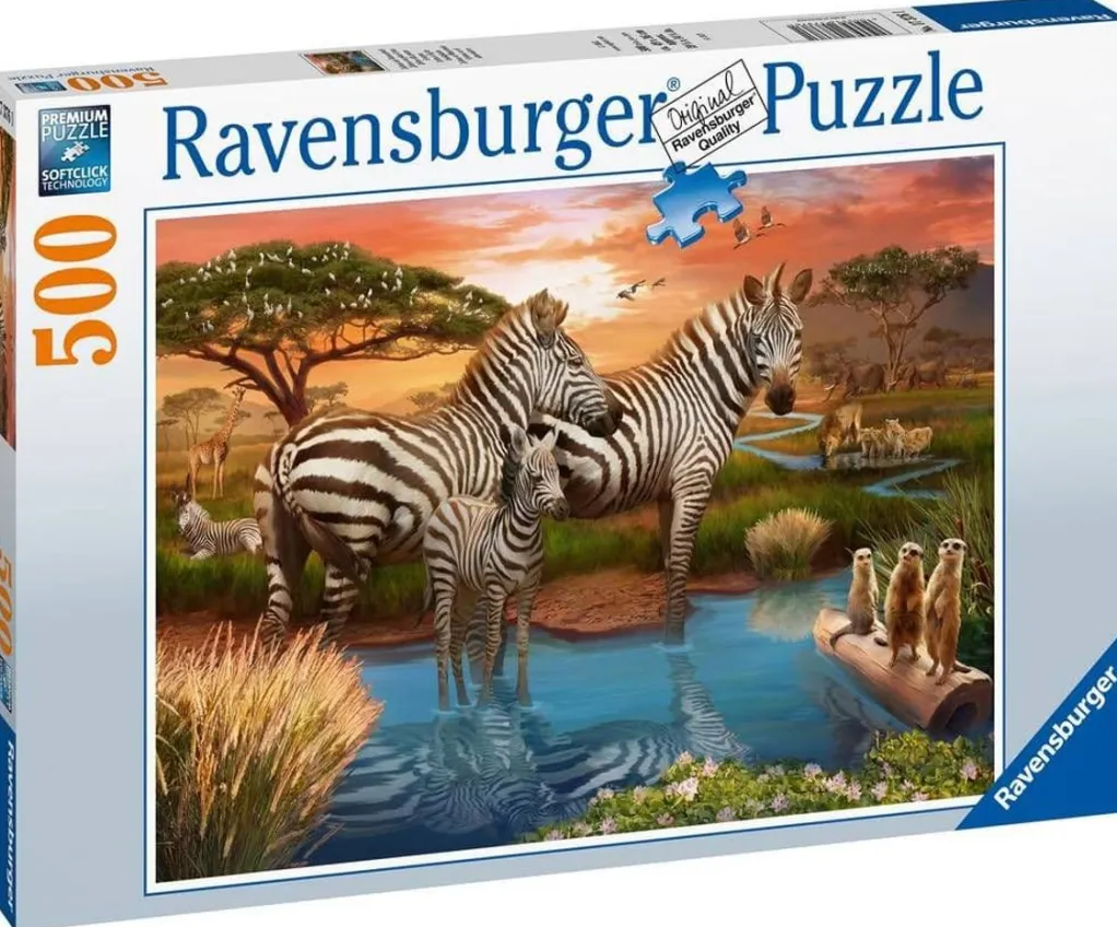 Ravensburger 500 Pieces* - Zebra'S At The Waterhole - 500 Piece Jigsaw Puzzle