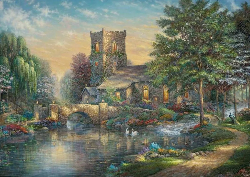 Schmidt 1000 Pieces* - Thomas Kinkade - Willow Wood Chapel - 1000 Piece Jigsaw Puzzle